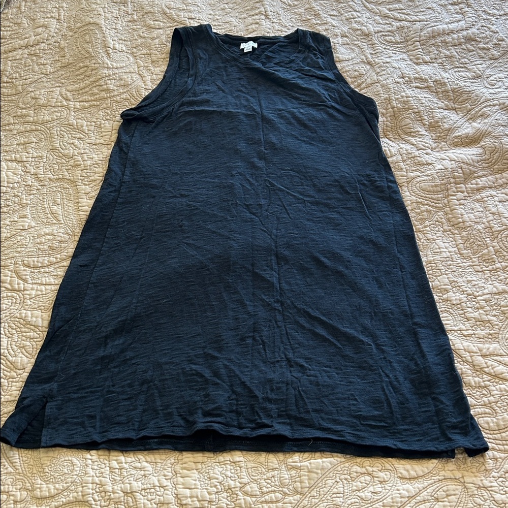 J. Crew Black Crew Neck Sleeveless Slub Cotton Dress